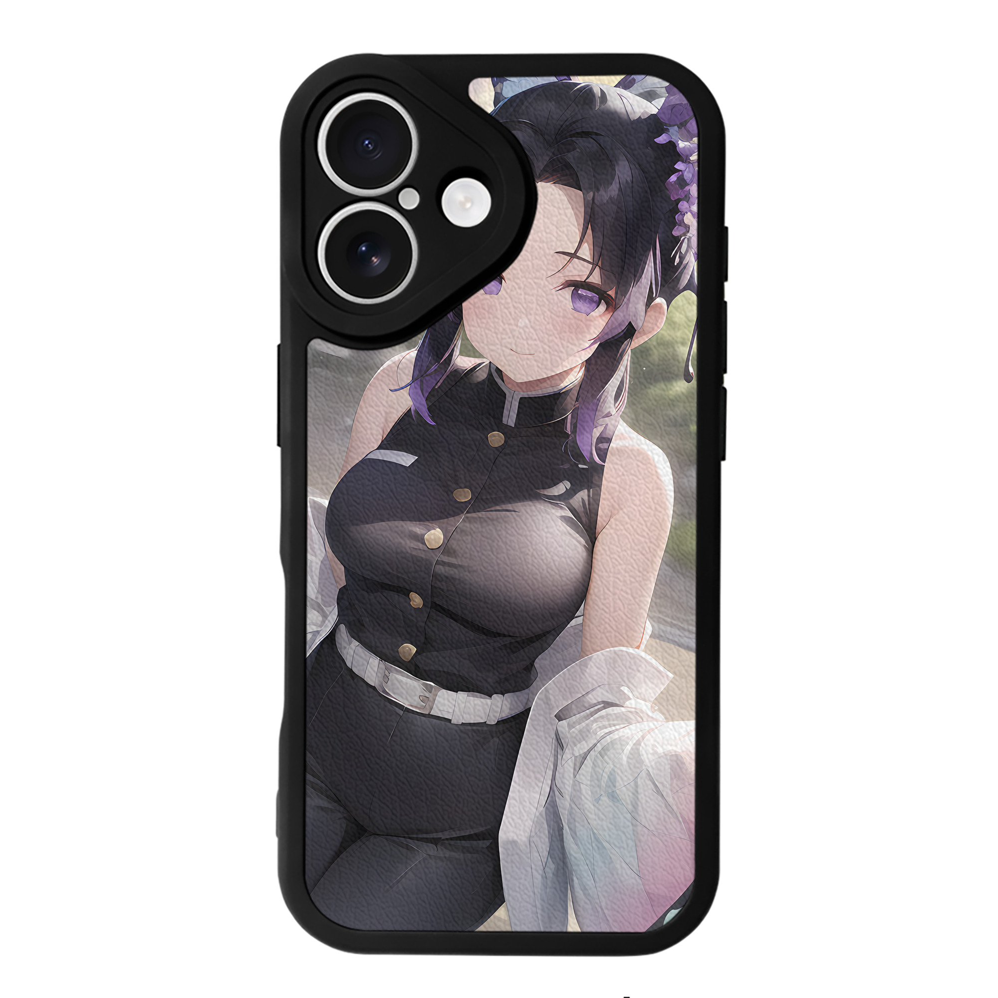 （画像用） 鬼滅の刃（きめつのやいば）蟲柱-胡蝶 しのぶ／こちょう しのぶ Kochou Shinobu 【iPhone 16シリーズ対応】シリコンスマホケース（レザー調） 材質：シリコン